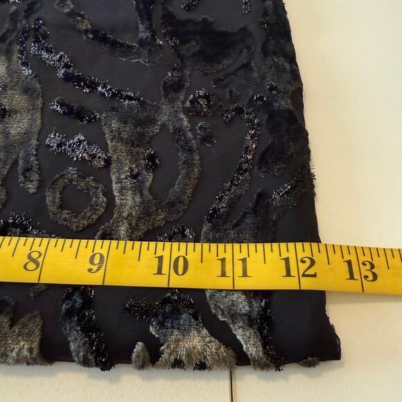 Italian Black & Tan Silk Velvet Burnout Scarf, Fairy Grunge, Gala - Picture 6 of 10